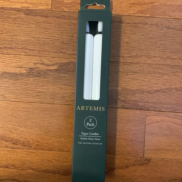 One 2-Pack Taper Candles Realistic Flicker available: White-4; Green-2; Mauve-2 - Picture 4 of 10